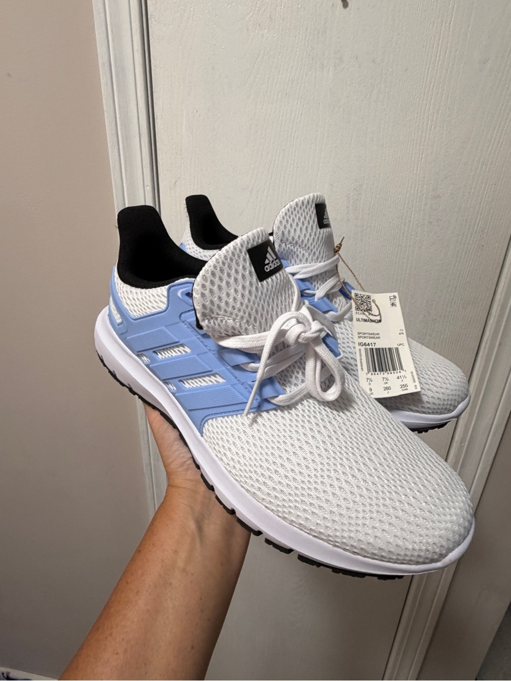 adidas Men’s White & Light Blue Athletic Running Sneakers